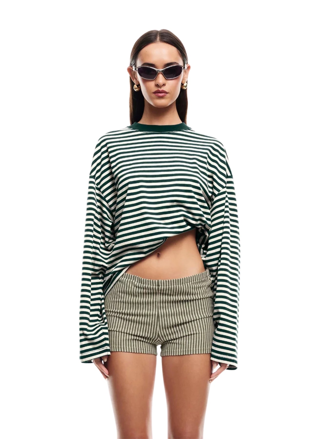 שורט דיאנה | פסים ירוק