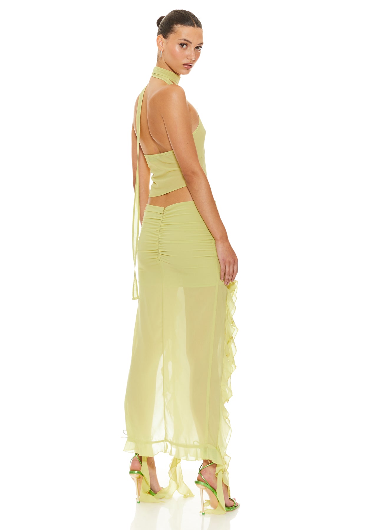 חצאית קלייר שיפון | ליים -