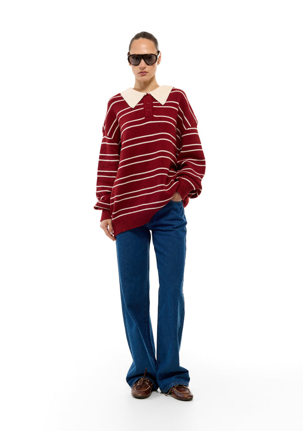 סריג דומיניק | בורדו פסים