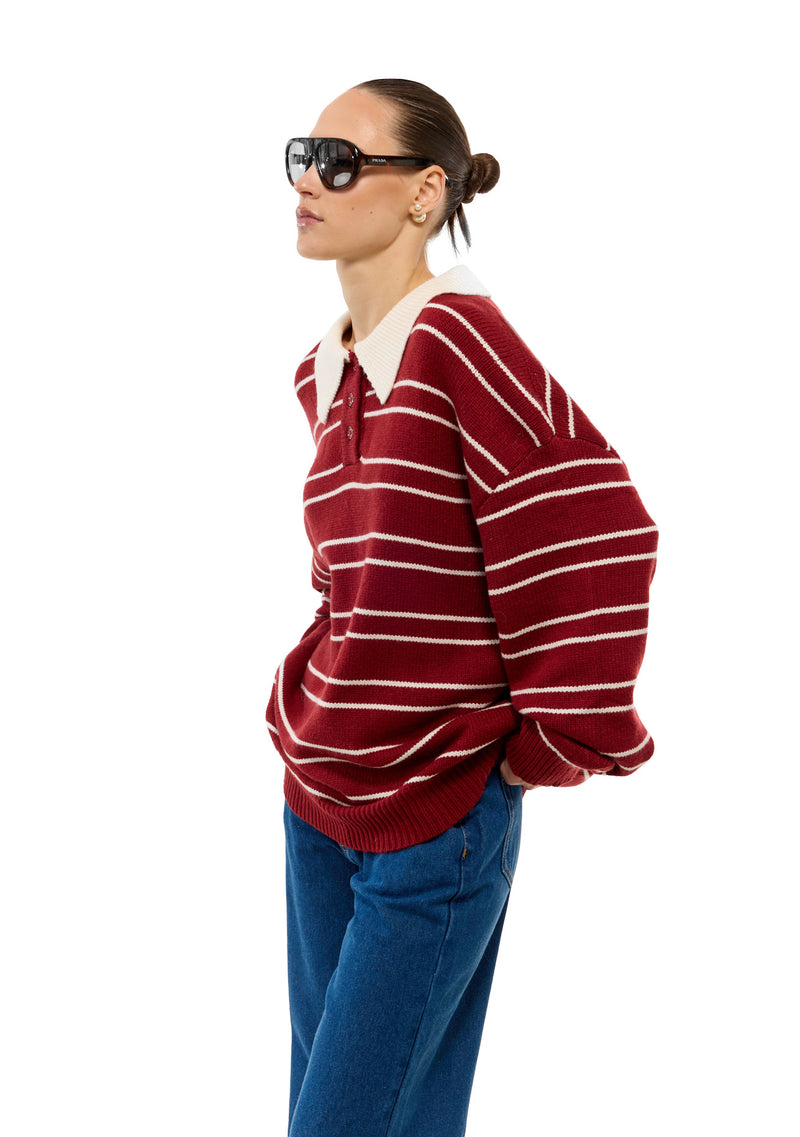 סריג דומיניק | בורדו פסים