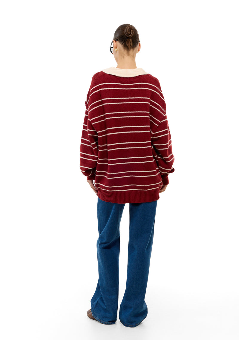 סריג דומיניק | בורדו פסים