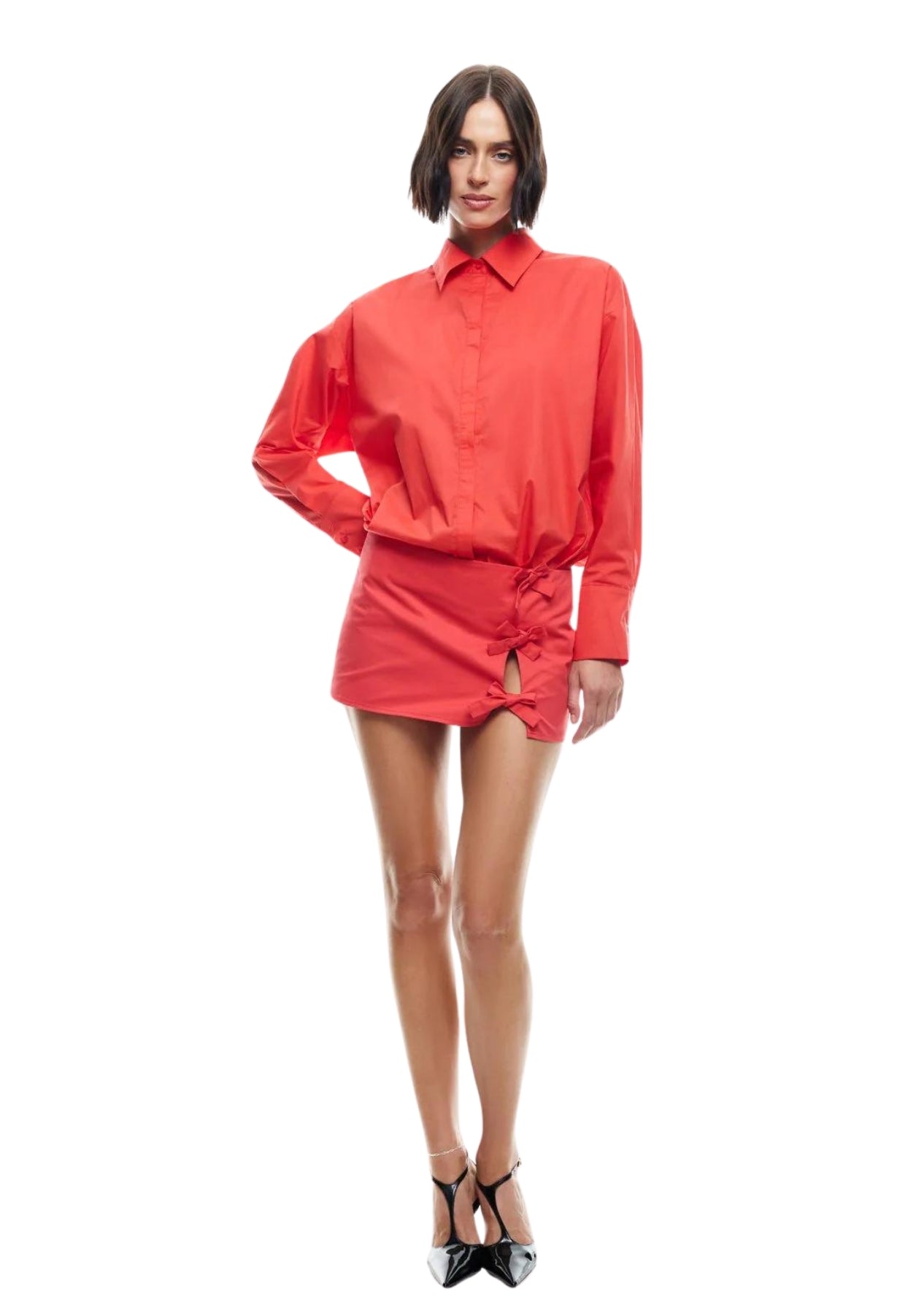 חולצה מכותפרת האריס | אדום - 